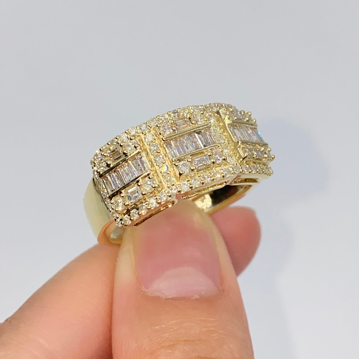 10K Gold 10.5mm Rectangle Diamond Baguette Ring - additional product view 2