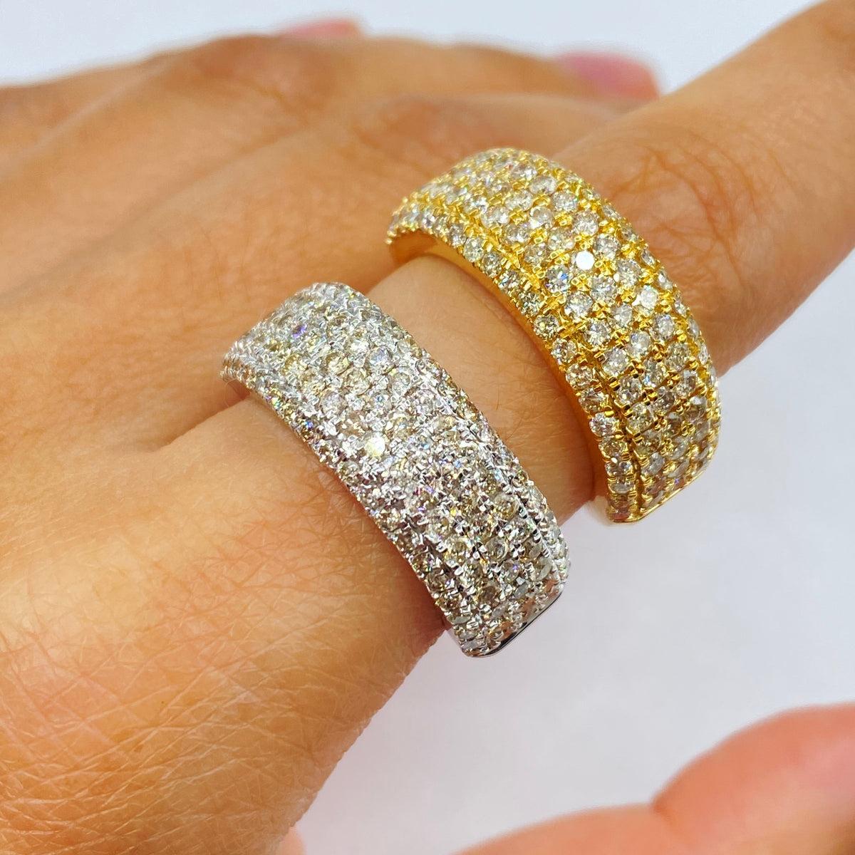 14K Gold 8mm Iced Stack Diamond Ring Band - additional product view 3