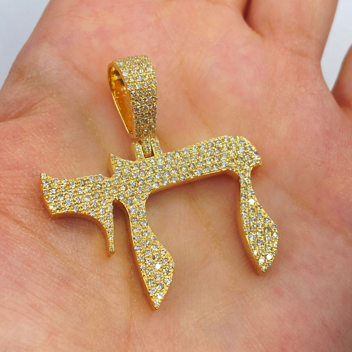 14K Chai Diamond Pendant - additional product view 3