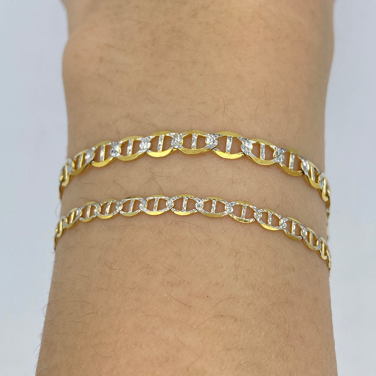 10K Gold Two-Tone Mariner Link Anklet - main product photo