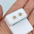 14K Gold Flower Diamond Earrings in yellow gold - close-up product photo