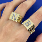 10K Gold Initial Letter Square Block Ring - additional product view 2