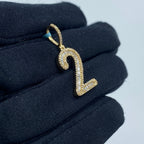 14K Gold Number 2 Diamond Baguette Pendant - additional product view 3