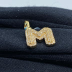 14K Gold Initial M Bubble Diamond Pendant - additional product view 4