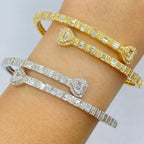 10K Gold/14K Heart Diamond Baguette Bangle Bracelet - additional product view 2