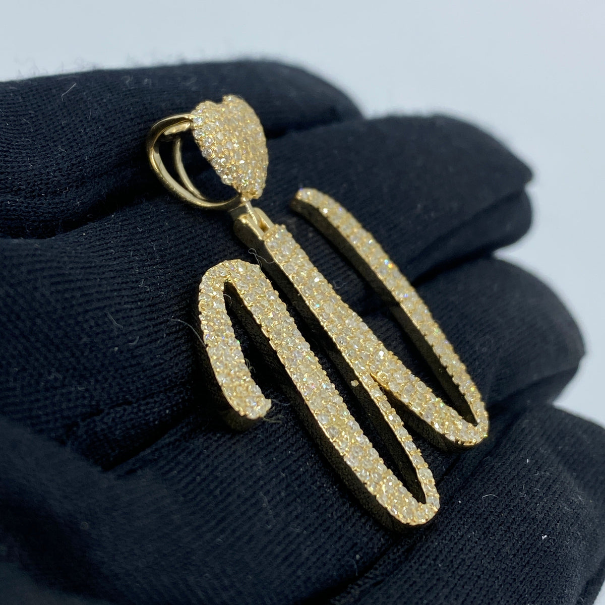 14K Gold Initial W Script Heart Diamond Pendant - additional product view 3