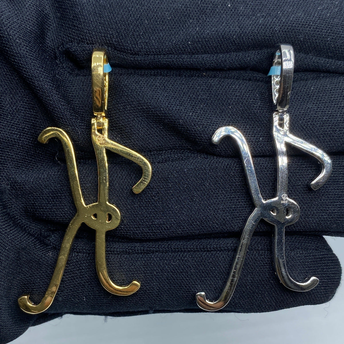 14K Gold Initial K Large Script Diamond Pendant - additional product view 6