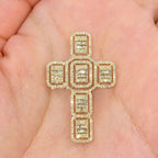 10K Gold Diamond Baguette Cross Pendant in yellow gold - close-up product photo