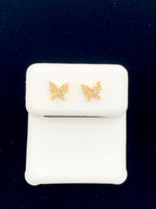 10K Gold Butterfly Diamond Earrings in yellow gold - close-up product photo