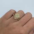 14K Gold Cherish Halo Pear Diamond Engagement Ring in yellow gold - close-up product photo