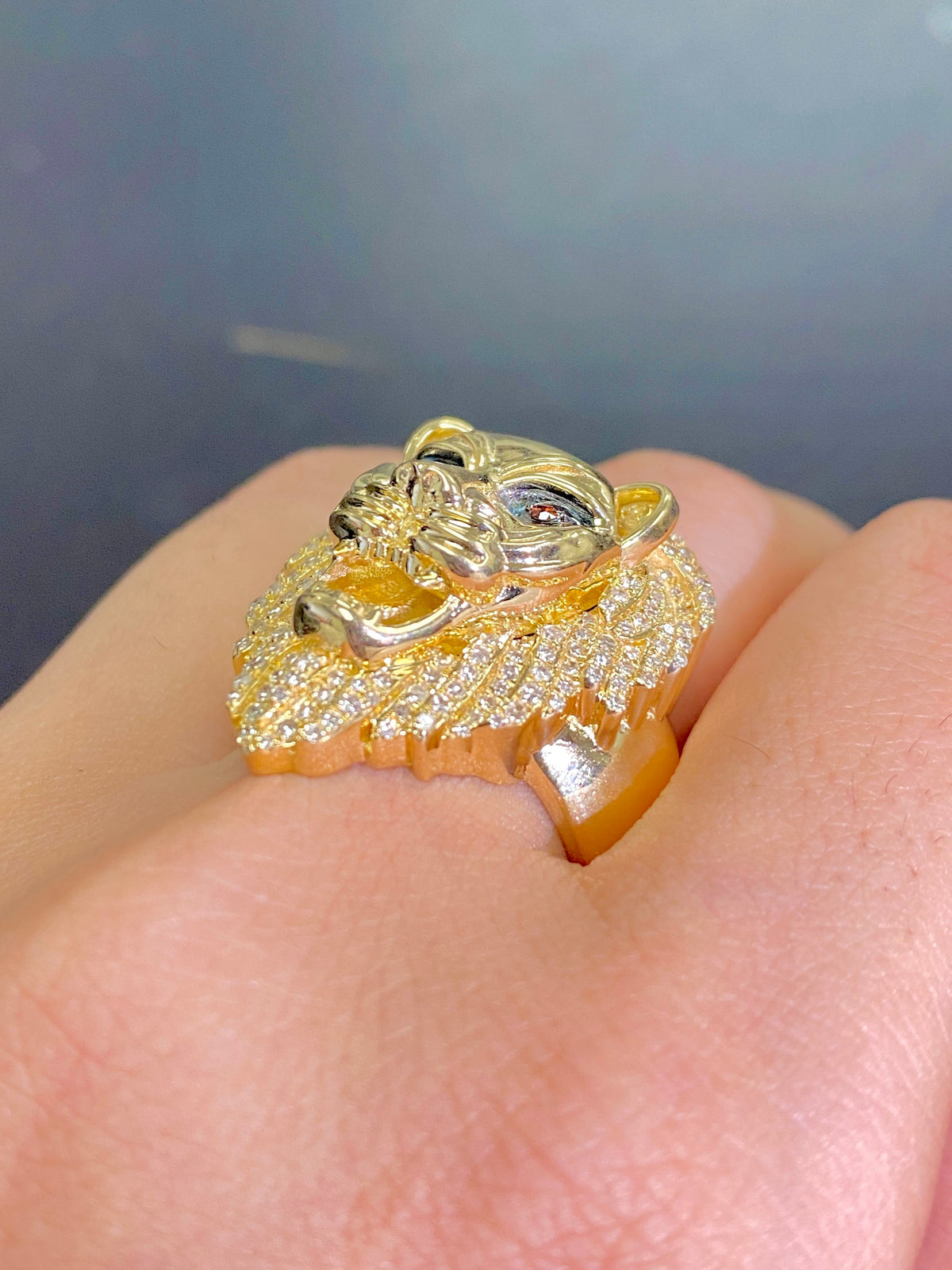 14K Gold Lion CZ Ring - additional product view 3