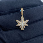 14K Yellow Gold Weed Diamond Pendant - additional product view 2