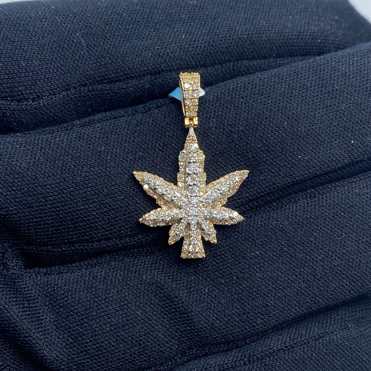 14K Yellow Gold Weed Diamond Pendant - additional product view 2