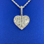14K Gold Heart Halo Diamond Baguette Pendant - additional product view 2
