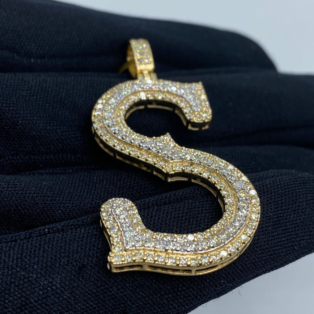 Initial S Old English Diamond Pendant - additional product view 3