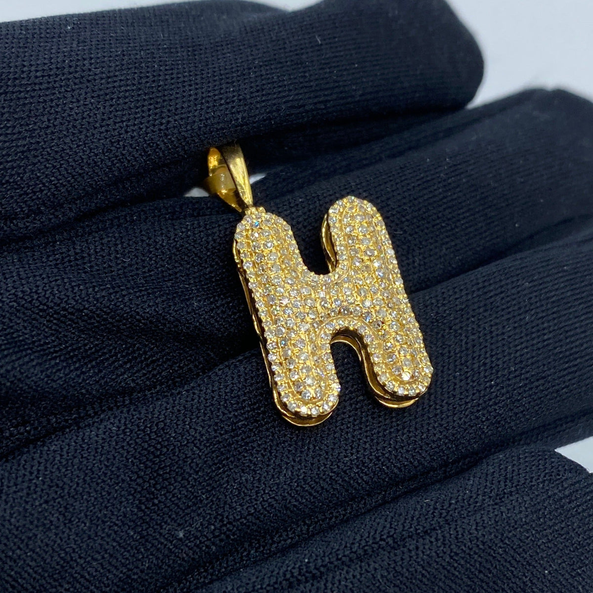Initial H Bubble Diamond Pendant - additional product view 4