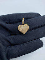 14K Gold Heart Diamond Pendant in yellow gold - close-up product photo