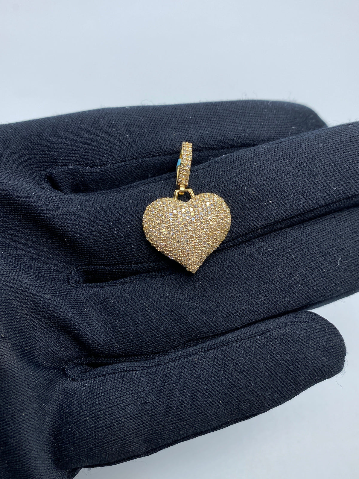14K Gold Heart Diamond Pendant in yellow gold - close-up product photo
