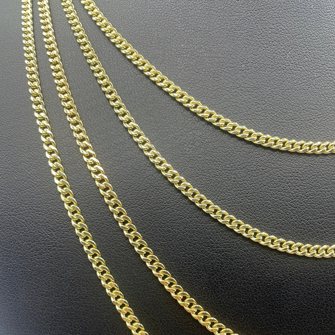 Miami Cuban Link Chain Real 10K Yellow Gold Full Collection, 3mm - close-up product photo