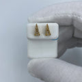 14K Gold Large Isosceles Triangle Diamond Baguette Earrings in yellow gold - close-up product photo