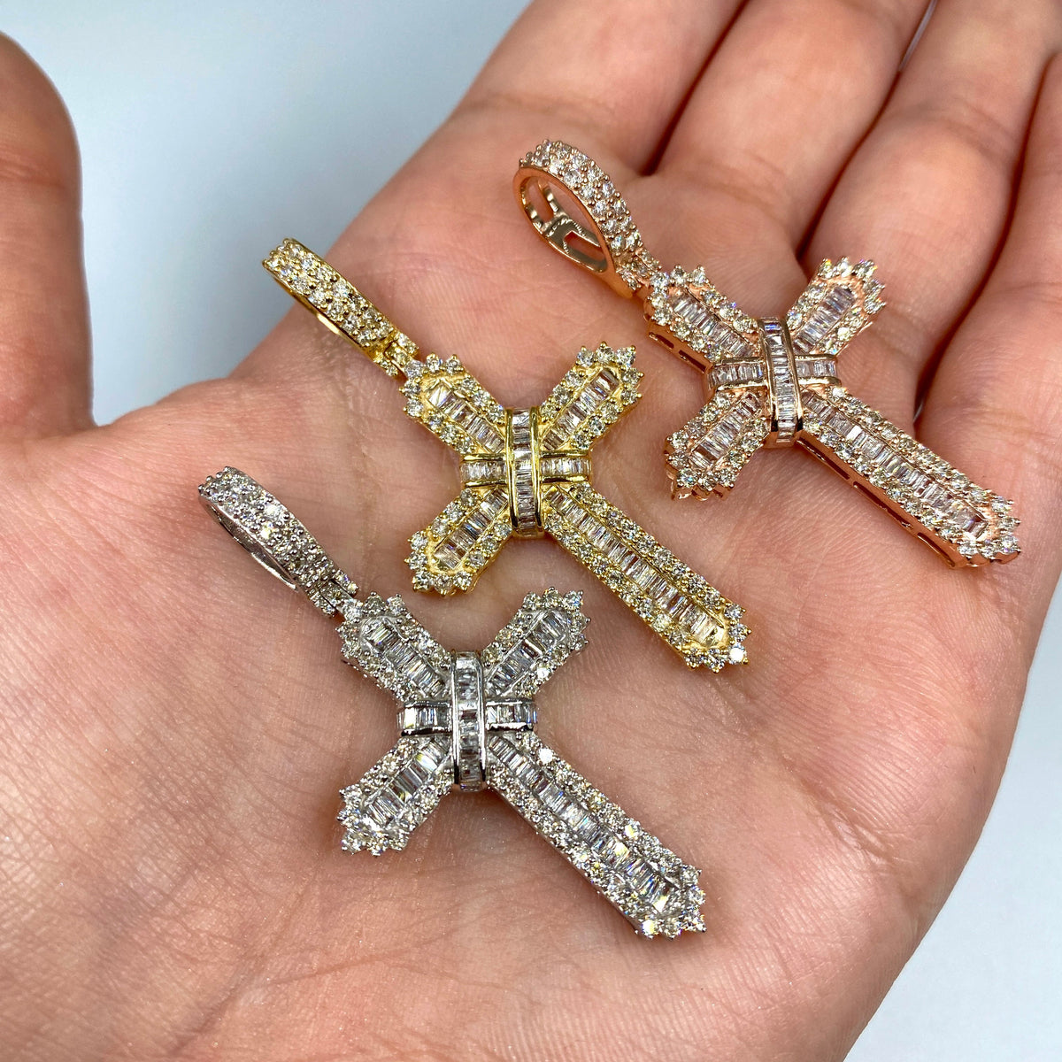 14K Gold Diamond Latin Cross Pendant - main product photo