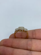 14K Gold Rounded Tri-Stone Square Cluster Diamond Engagement Ring - additional product view 6