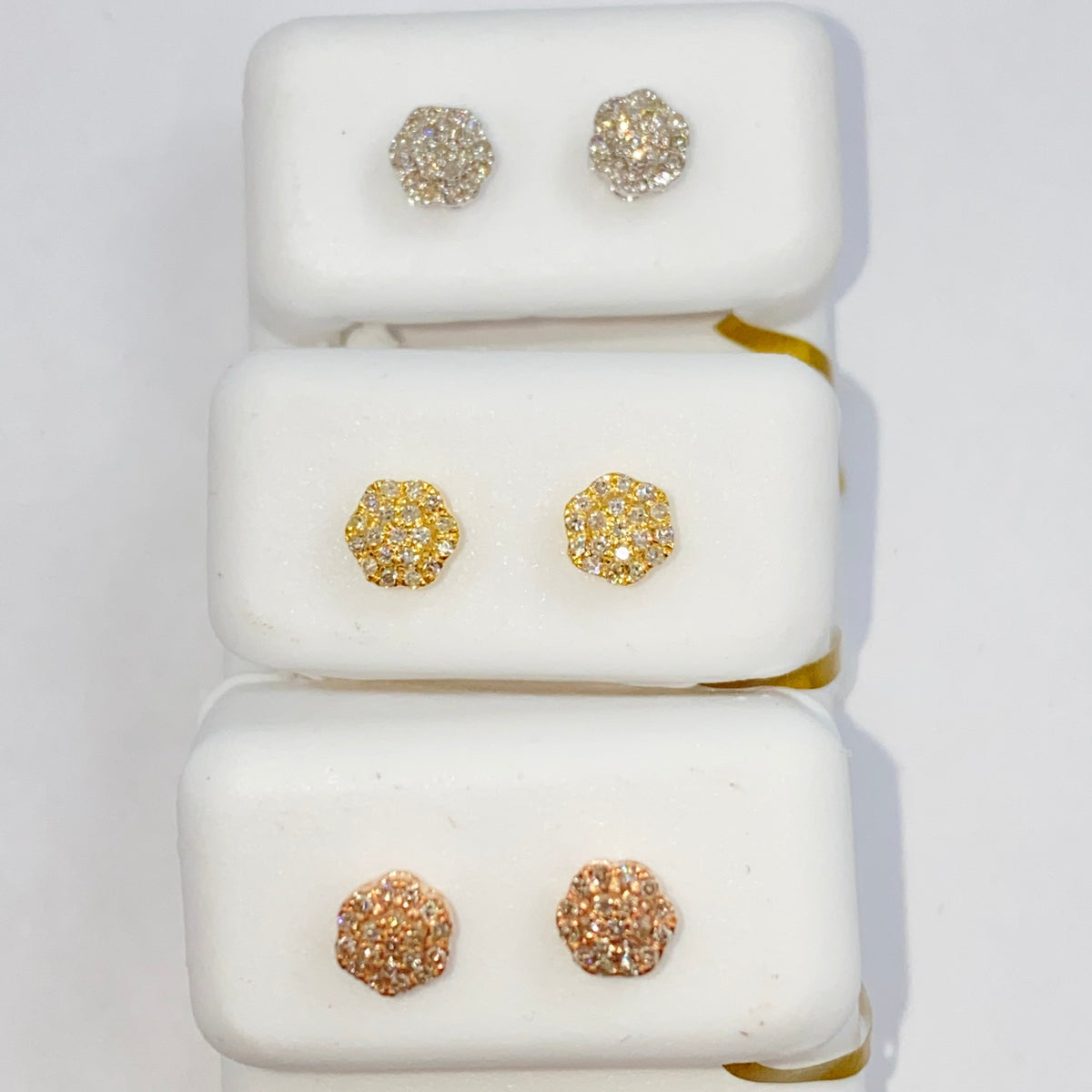 10K 3D Flower Style Gold & Diamond Earrings - additional product view 5