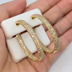 14K Gold Goddess Hoop Diamond Earrings - additional product view 4