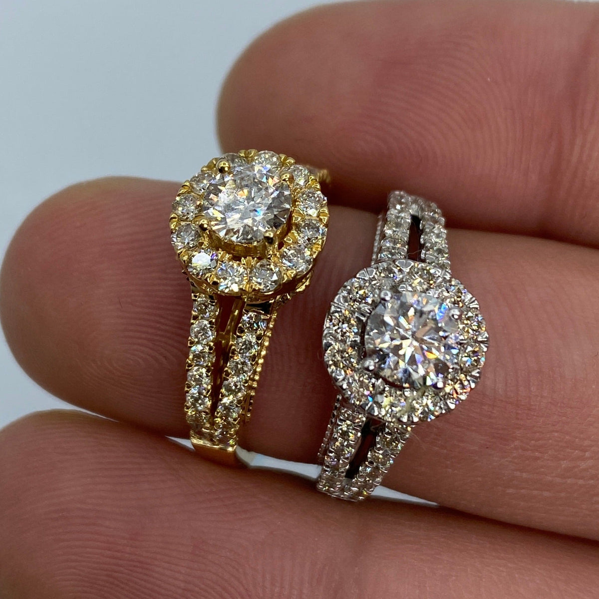 14K Gold Large Circle Stone Diamond Engagement Ring - additional product view 5
