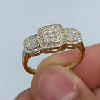 14K Gold Rounded Tri-Stone Square Cluster Diamond Engagement Ring - additional product view 4