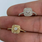 14K Gold Wide Square with Large Center Stone Diamond Engagement Ring - additional product view 2