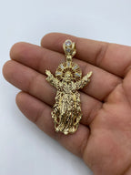 14K Gold Jesus with Halo Pendant 2.25 in - additional product view 2
