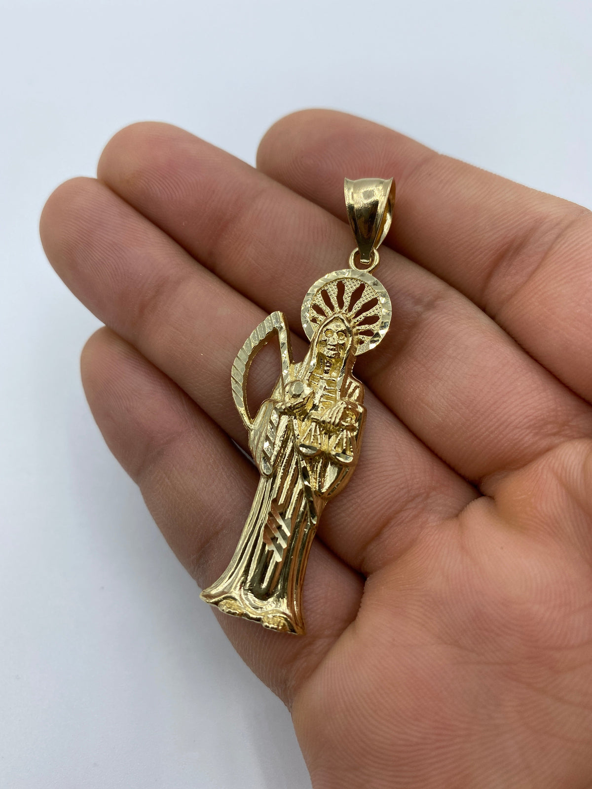 14K Gold Santa Muerte Grim Reaper Pendant - additional product view 4
