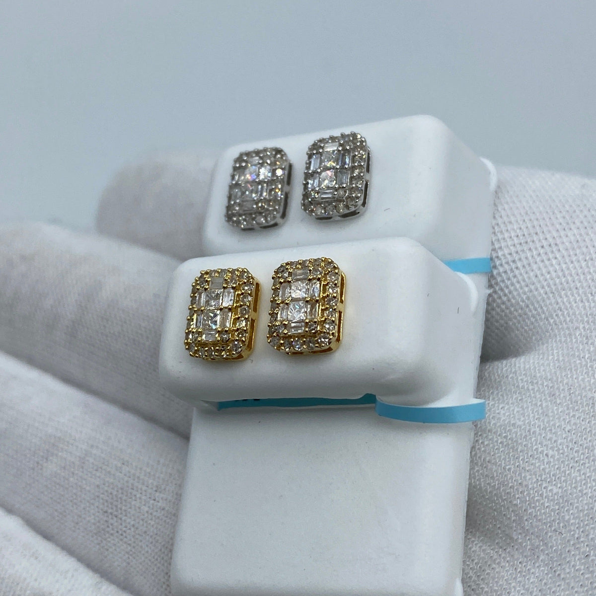 14K Gold Elias Rectangle Diamond Baguette Earrings - additional product view 3