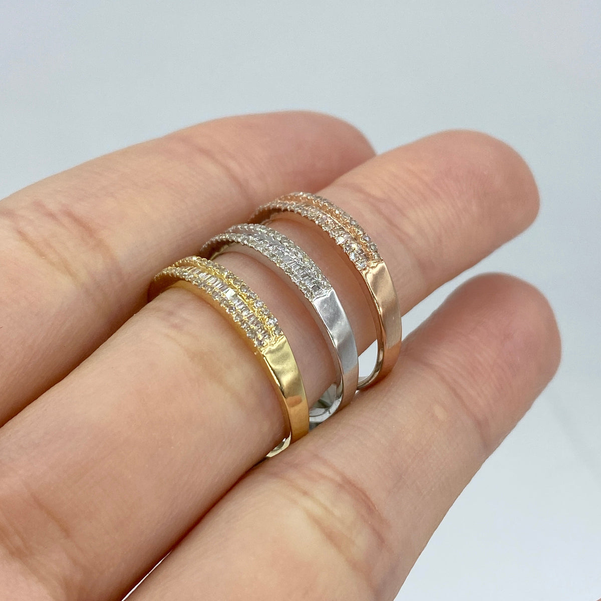 10K Gold Diamond Baguette Half-Way Eternity Band Ring - additional product view 4