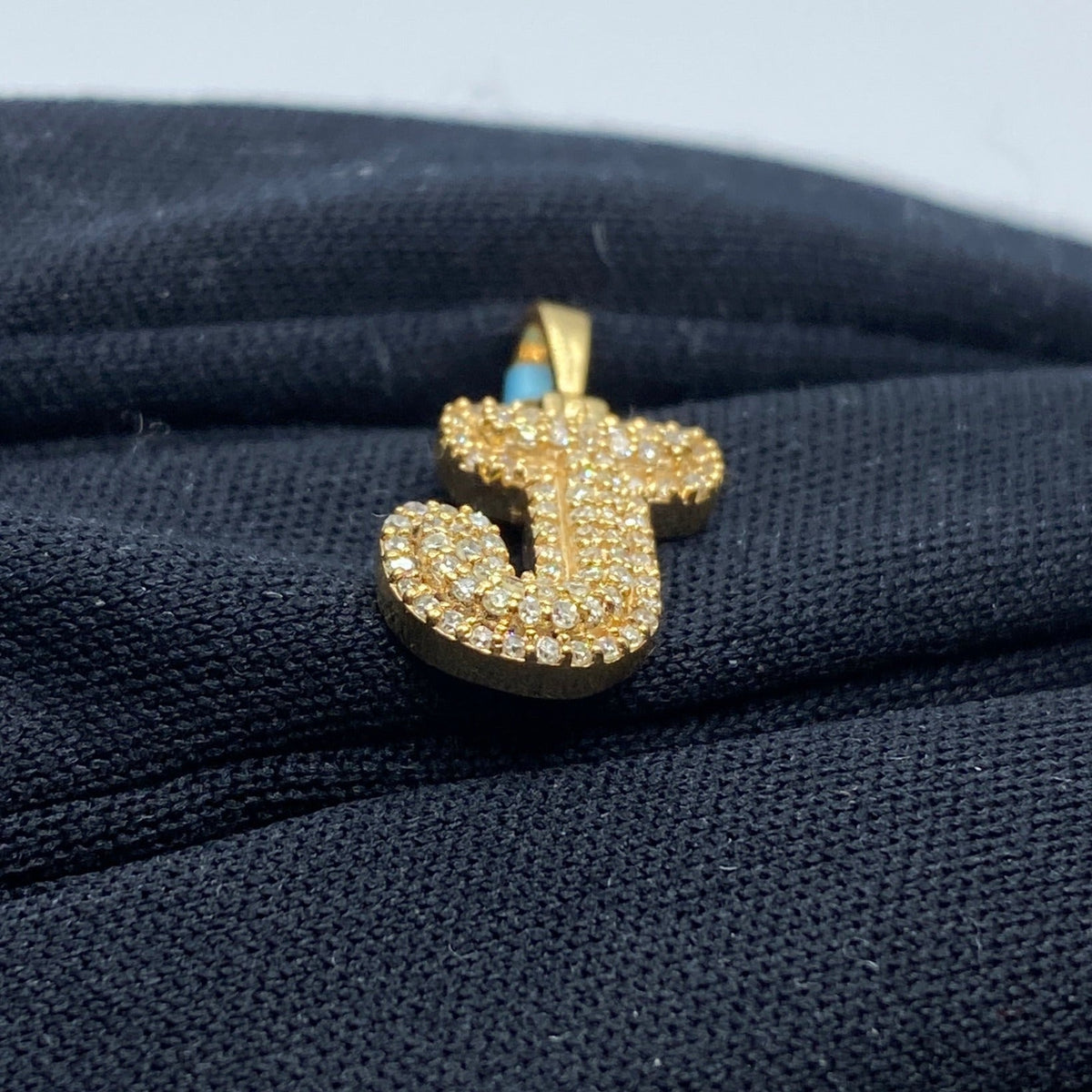 14K Gold Initial J Bubble Diamond Pendant - additional product view 4