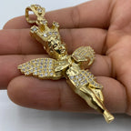 14K Gold Baby Angel with Crown Pendant 3.0 in - additional product view 6