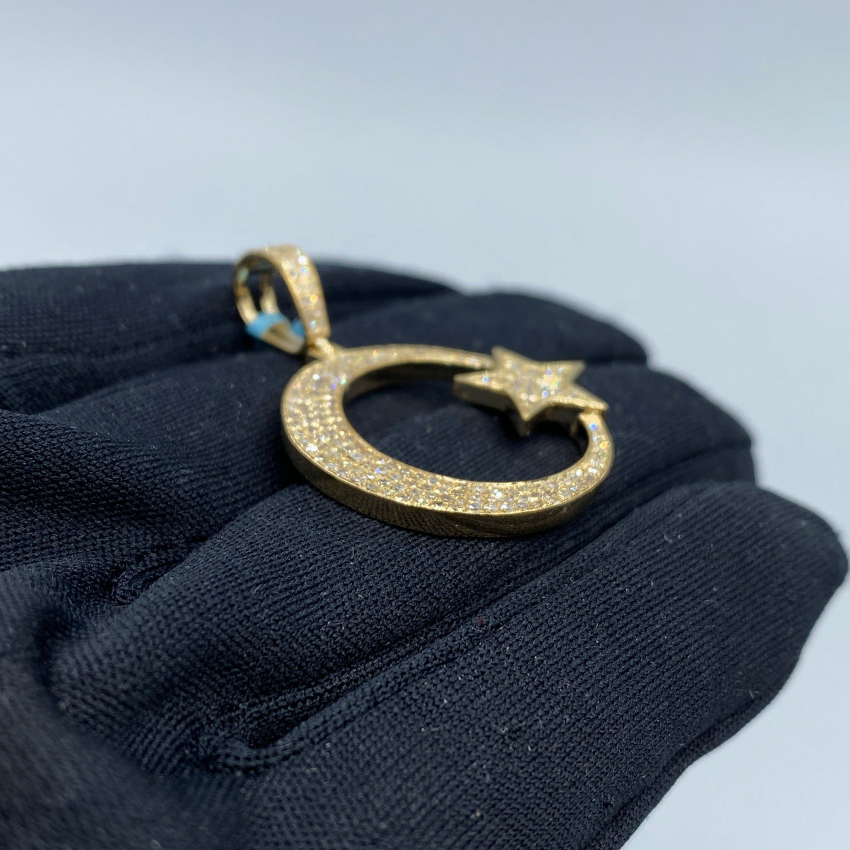 14K Gold Star Moon Diamond Pendant - additional product view 3