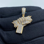 14K Gold Money Hand Diamond Pendant - additional product view 4