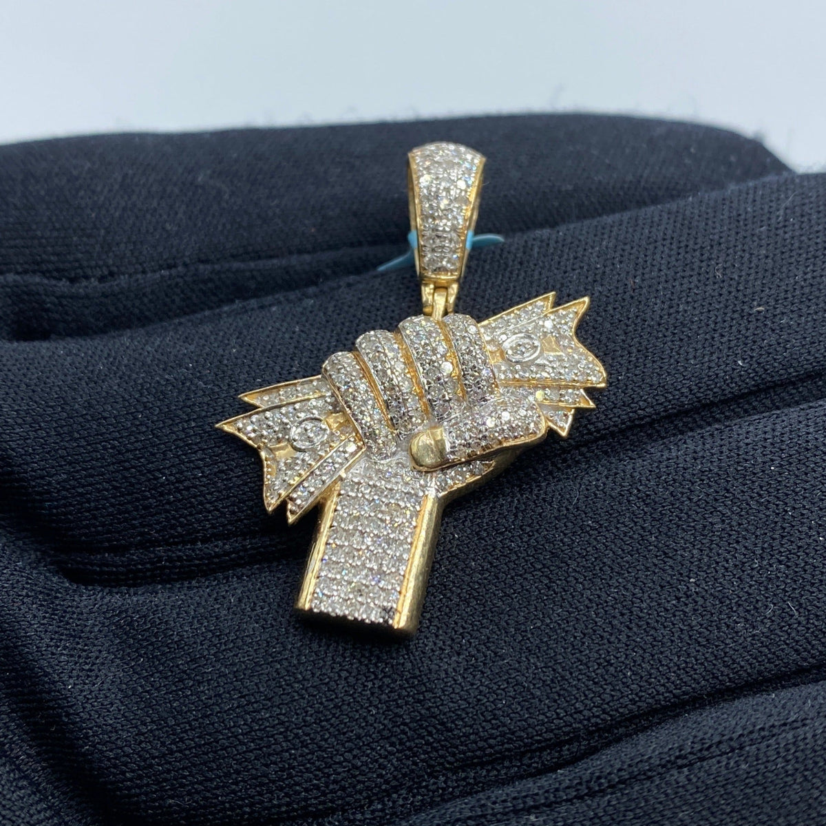 14K Gold Money Hand Diamond Pendant - additional product view 4