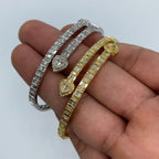 10K Gold Bangle Heart Diamond Baguette Bracelet - additional product view 5