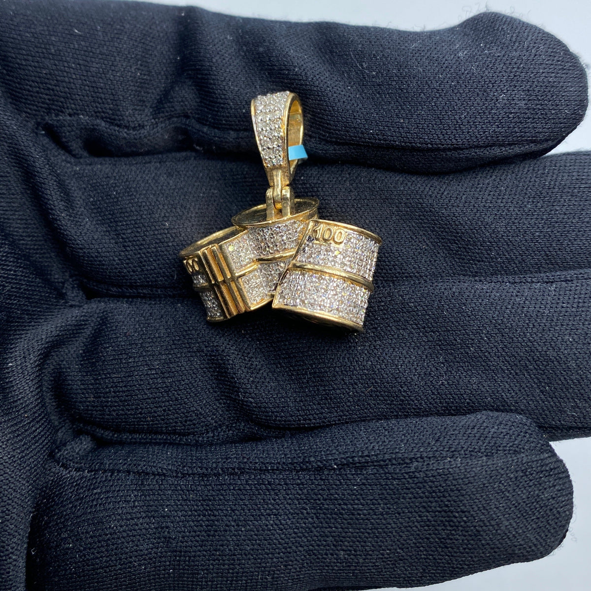 14K Gold Bundles of Cash Diamond Pendant - additional product view 3