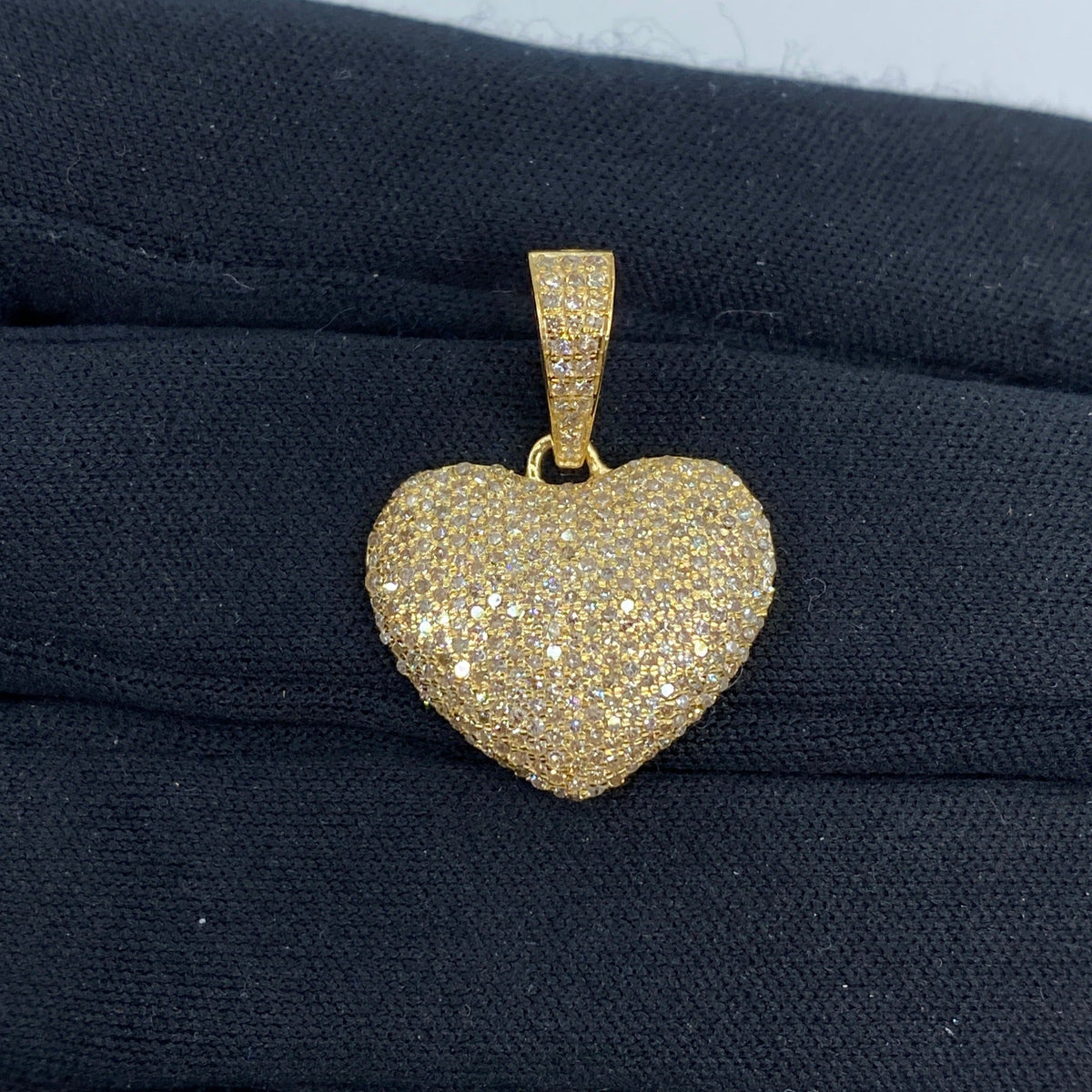 10K Gold Heart Diamond Pendant in yellow gold - close-up product photo