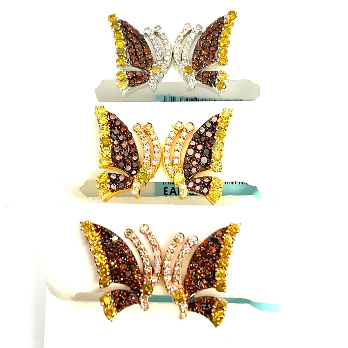 14K Gold Large Butterfly Diamond Earrings - additional product view 2