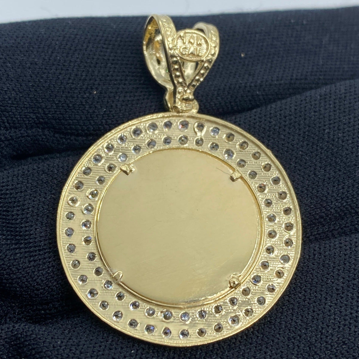 14K Gold Circle Picture Photo CZ Pendant - additional product view 4