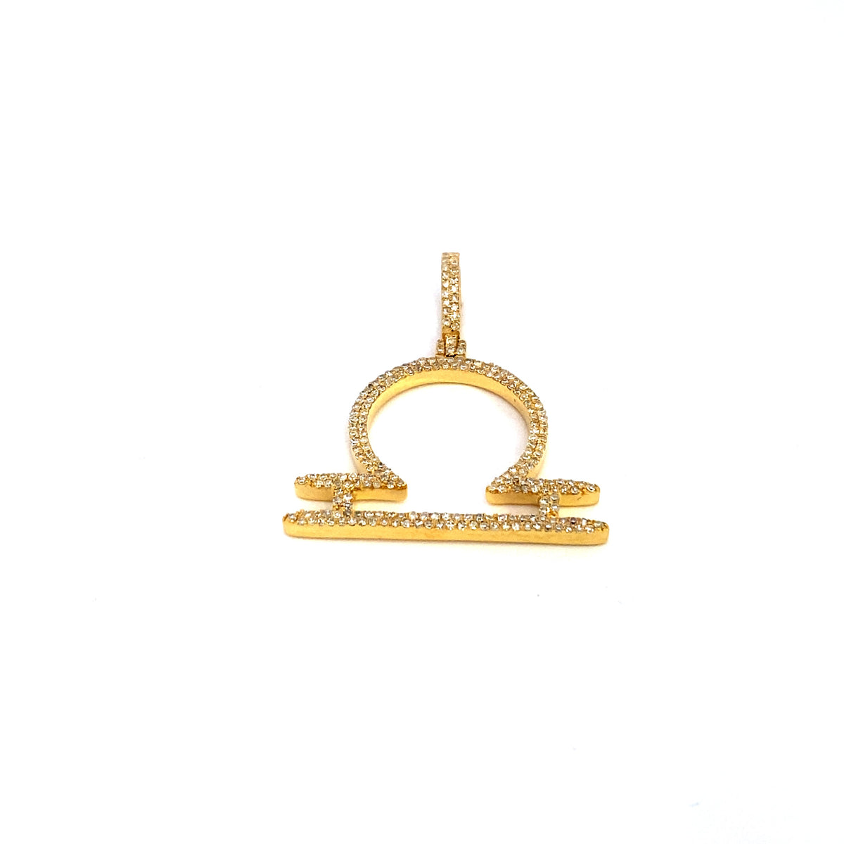 10K Gold Libra Sign Diamond Pendant - additional product view 2