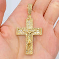 14K Gold Sunday Cross Diamond Pendant in yellow gold - close-up product photo