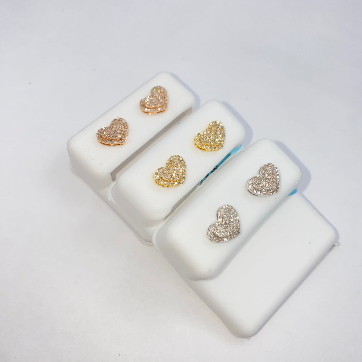 14K Gold Icy Heart Halo Diamond Earrings - additional product view 3