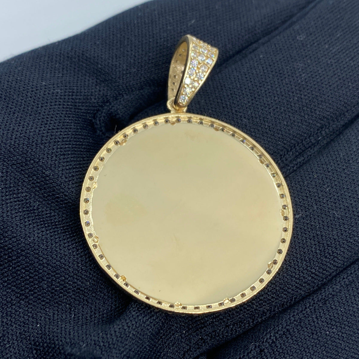 14K Gold Circle Picture Photo CZ Pendant - additional product view 4