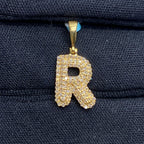 14K Gold Initial R Bubble Diamond Pendant - additional product view 2